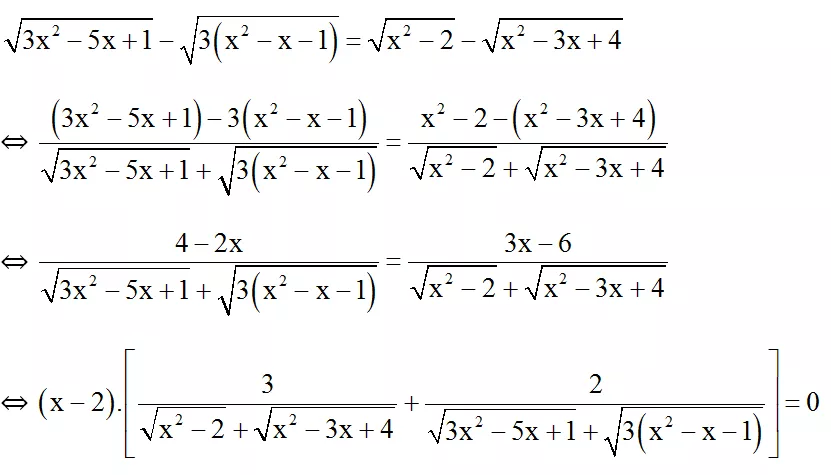 Cách giải phương trình vô tỉ bằng phương pháp sử dụng biểu thức liên hợp cực hay | Bài tập Toán 9 chọn lọc có giải chi tiết Cach Giai Phuong Trinh Vo Ti Bang Phuong Phap Su Dung Bieu Thuc Lien Hop Cuc Hay 25