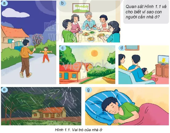 Quan sát Hình 1.1 và cho biết vì sao con người cần nhà ở Kham Pha Trang 8 Cong Nghe Lop 6 Ket Noi Tri Thuc