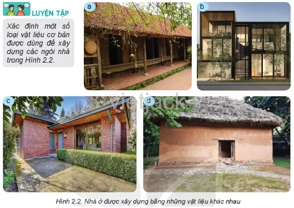 Xác định một số loại vật liệu cơ bản được dùng để xây dựng các ngôi nhà Luyen Tap Trang 14 Cong Nghe Lop 6 Ket Noi Tri Thuc