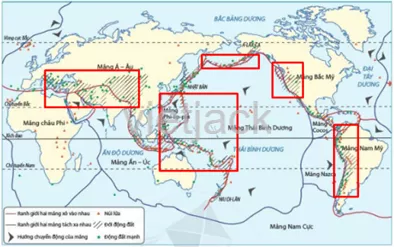 Hãy xác định các đới động đất trên thế giới ở hình 9.3 Cau Hoi 2 Trang 139 Dia Li Lop 6 Canh Dieu 1