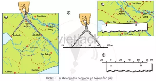 Dựa vào hình 2.9, hãy tính khoảng cách từ Bạc Liêu đến Sóc Trăng Cau Hoi Trang 110 Dia Li Lop 6 Canh Dieu