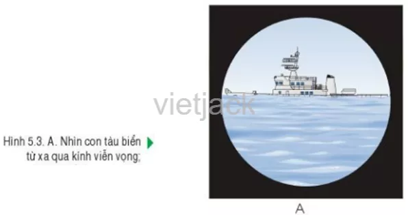 Quan sát hình 5.3A, hãy giải thích tại sao nhìn con tàu ngoài xa qua kính viễn vọng Cau Hoi Trang 121 Dia Li Lop 6 Canh Dieu