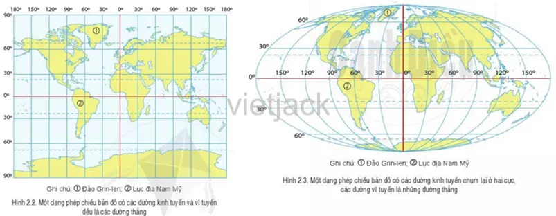 Quan sát hình 2.2 và hình 2.3, hãy cho biết hình nào có độ chính xác Luyen Tap 3 Trang 112 Dia Li Lop 6 Canh Dieu