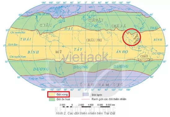 Tìm và xác định vị trí của nước ta trên hình 2. Từ đó, nêu một số đặc điểm Luyen Tap 2 Trang 176 Dia Li Lop 6 Ket Noi Tri Thuc