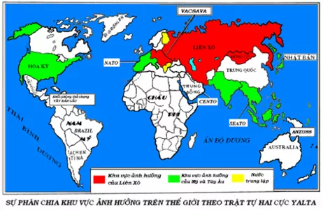 Hãy chỉ trên bản đồ thế giới những khu vực nằm trong sự phân chia phạm vi Bai 1 Trang 9 Lich Su 12 1
