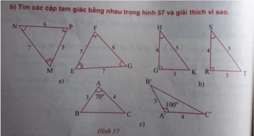 Giải Toán 7 VNEN Bài 1: Hai tam giác bằng nhau | Hay nhất Giải bài tập Toán 7 VNEN Bai 1 Hai Tam Giac Bang Nhau B Cau 1