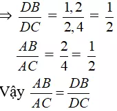 Giải Toán 8 VNEN Bài 3: Tính chất đường phân giác trong tam giác | Giải bài tập Toán 8 VNEN hay nhất Bai 3 Tinh Chat Duong Phan Giac Trong Tam Giac A06