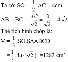 Giải Toán 8 VNEN Bài 6: Thể tích của hình chóp đều | Giải bài tập Toán 8 VNEN hay nhất Bai 6 The Tich Hinh Chop Deu A08