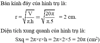 Giải Toán 9 VNEN Bài 1: Hình trụ - Diện tích xung quanh và thể tích hình trụ | Giải bài tập Toán 9 VNEN hay nhất Bai 1 Hinh Tru Dien Tich Xung Quanh Va The Tich A14