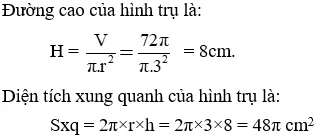 Giải Toán 9 VNEN Bài 1: Hình trụ - Diện tích xung quanh và thể tích hình trụ | Giải bài tập Toán 9 VNEN hay nhất Bai 1 Hinh Tru Dien Tich Xung Quanh Va The Tich A15