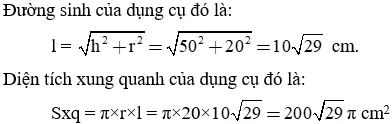 Giải Toán 9 VNEN Bài 2: Hình nón - Hình nón cụt - Diện tích xung quanh và thể tích hình nón, hình nón cụt | Giải bài tập Toán 9 VNEN hay nhất Bai 2 Hinh Non Hinh Non Cut A29