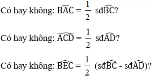 Giải Toán 9 VNEN Bài 6: Góc có đỉnh ở bên trong đường tròn - Góc có đỉnh ở bên ngoài đường tròn | Giải bài tập Toán 9 VNEN hay nhất Bai 6 Goc Co Dinh O Ben Trong Duong Tron A33