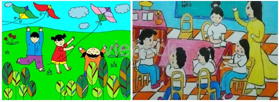 Vẽ tranh với chủ đề “Quyền trẻ em” và cùng các bạn trưng bày tại lớp học Van Dung 1 Trang 63 Gdcd Lop 6 Canh Dieu
