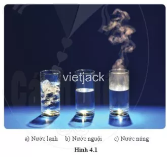 Có ba cốc đựng nước như hình 4.1. Theo em, nước trong cốc b nóng hơn Co Ba Coc Dung Nuoc Nhu Hinh 4 1