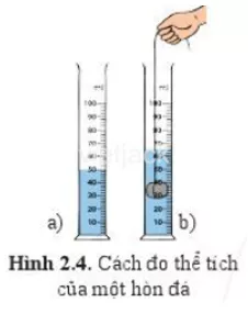 Hãy quan sát hình 2.4 và mô tả cách đo thể tích của một hòn đá Hay Quan Sat Hinh 2 4 Va Mo Ta Cach Do The Tich