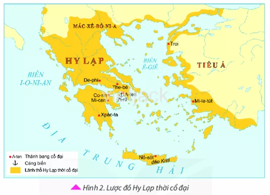 Quan sát lược đồ, hãy cho biết vị trí địa lí của Hy Lạp cổ đại có điểm gì nổi bật Cau Hoi 1 Trang 45 Lich Su Lop 6 Ket Noi Tri Thuc 1