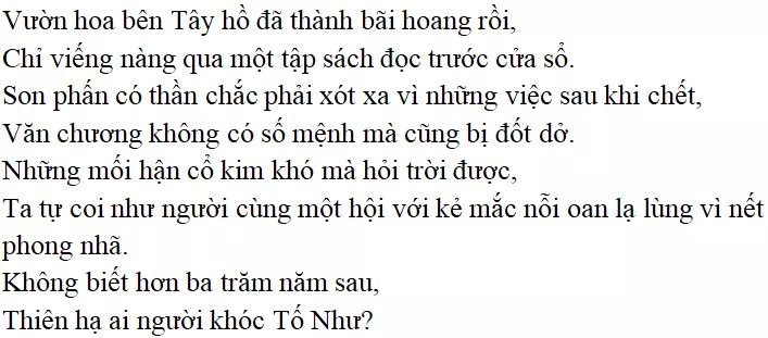 Bài thơ Đọc Tiểu Thanh kí (Độc Tiểu Thanh kí) - nội dung, dàn ý phân tích, bố cục, tác giả | Ngữ văn lớp 10 Doc Tieu Thanh Ki 1