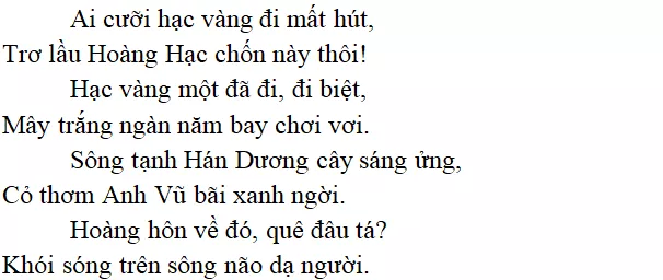 Bài thơ Lầu Hoàng Hạc - Nội dung Lầu Hoàng Hạc Lau Hoang Hac 3