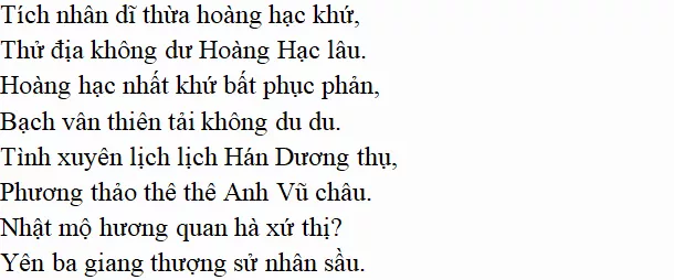 Bài thơ Lầu Hoàng Hạc - Nội dung Lầu Hoàng Hạc Lau Hoang Hac