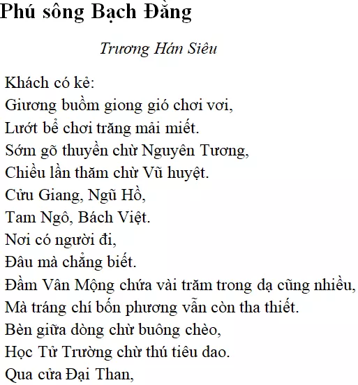 Bài thơ Phú sông Bạch Đằng - nội dung, dàn ý phân tích, bố cục, tác giả | Ngữ văn lớp 10 Phu Song Bach Dang