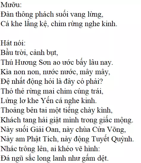 Bài thơ Bài ca phong cảnh Hương Sơn - nội dung, dàn ý phân tích, bố cục, tác giả | Ngữ văn lớp 11 Bai Ca Phong Canh Huong Son