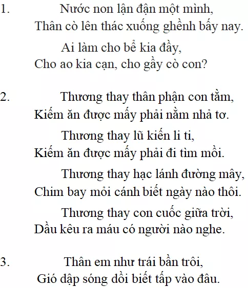 Nội dung: Những câu hát than thân - nội dung, dàn ý, tóm tắt, bố cục, tác giả | Ngữ văn lớp 7 Nhung Cau Hat Than Than