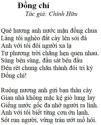 Bài thơ Đồng chí - nội dung, dàn ý, bố cục, tác giả | Ngữ văn lớp 9 Dong Chi