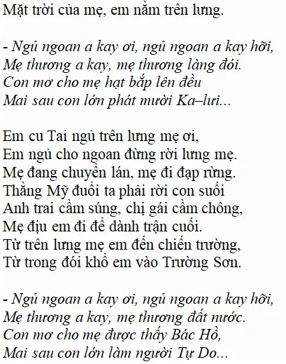 Bài thơ Khúc hát ru những em bé lớn trên lưng mẹ - nội dung, dàn ý, bố cục, tác giả | Ngữ văn lớp 9 Khuc Hat Ru Nhung Em Be Lon Tren Lung Me 1