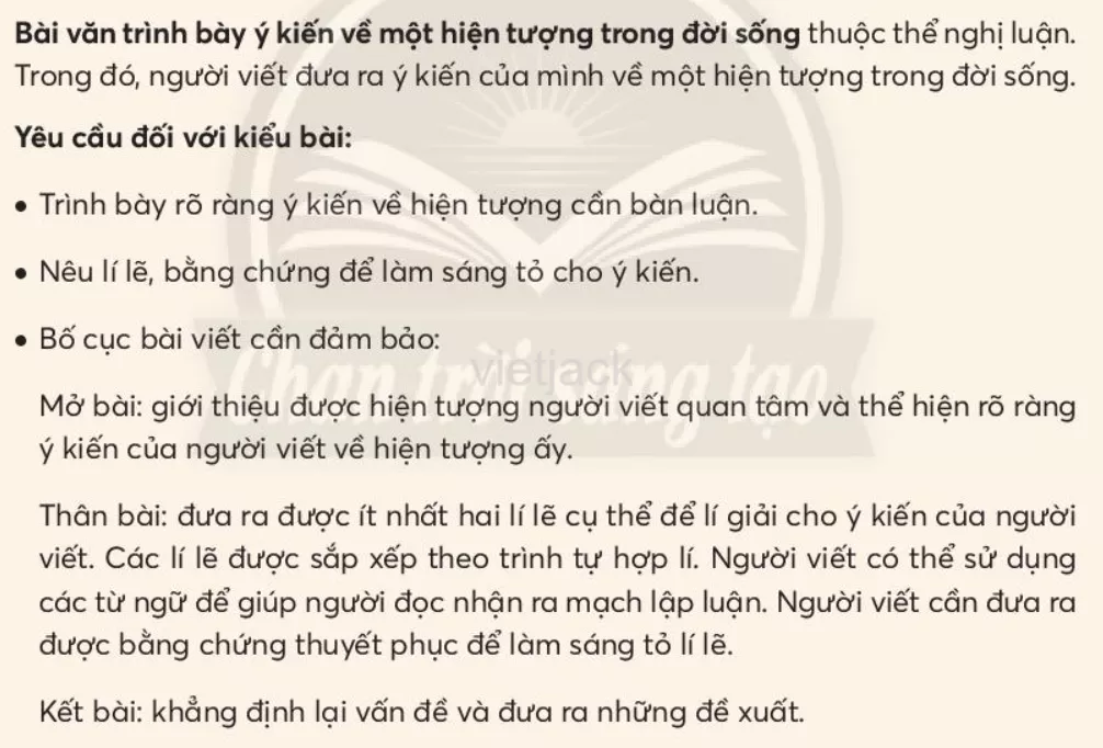 Viết bài văn trình bày ý kiến về một hiện tượng trong đời sống Viet Bai Van Trinh Bay Y Kien Ve Mot Hien Tuong Trong Doi Song