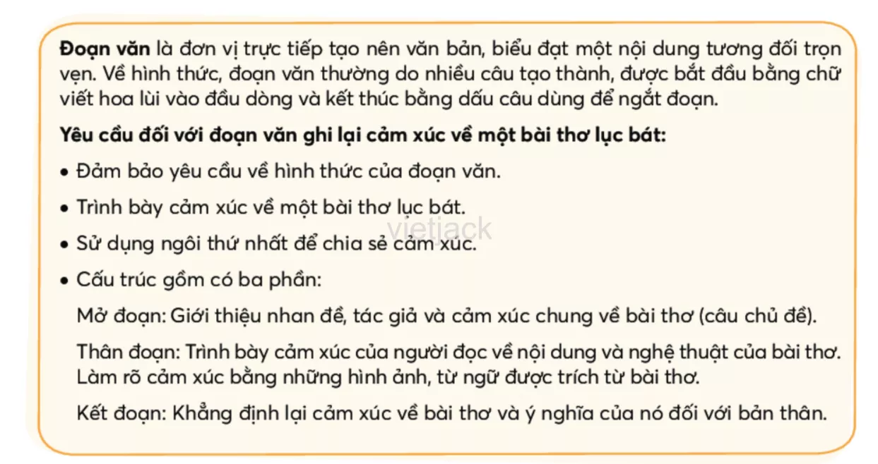 Viết đoạn văn ghi lại cảm xúc về một bài thơ lục bát Viet Doan Van Ghi Lai Cam Xuc Ve Mot Bai Tho Luc Bat