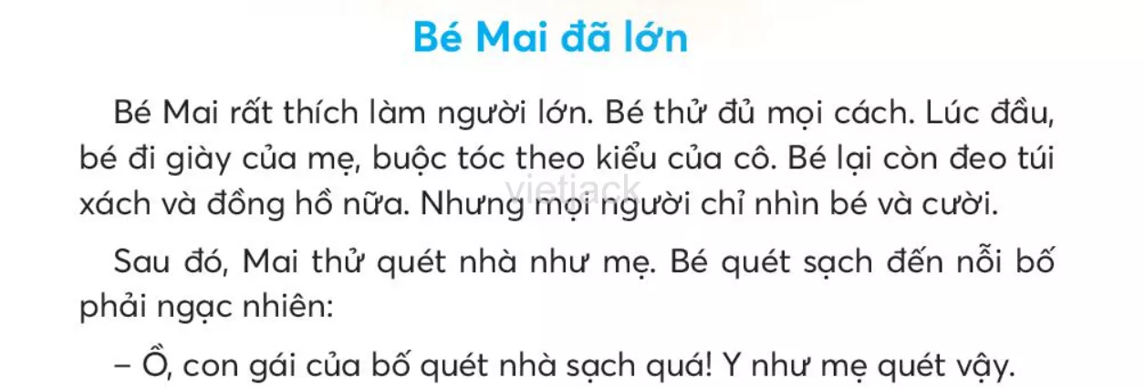 Tiếng Việt lớp 2 Bài 1: Bé Mai đã lớn - Chân trời Bai 1 Be Mai Da Lon 2