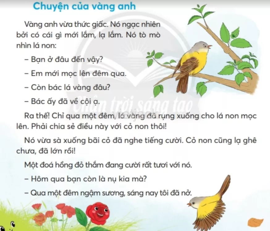 Tiếng Việt lớp 2 Bài 1: Chuyện của vàng anh trang 42, 43, 44 - Chân trời Bai 1 Chuyen Cua Vang Anh 1