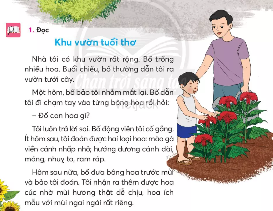 Tiếng Việt lớp 2 Bài 1: Khu vườn tuổi thơ trang 10, 11, 12 - Chân trời Bai 1 Khu Vuon Tuoi Tho 1
