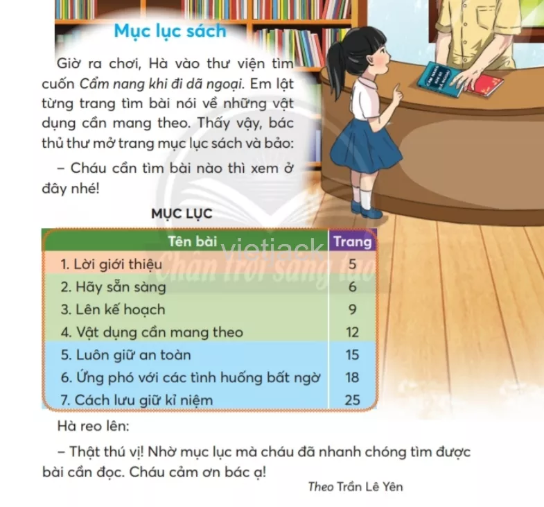 Tiếng Việt lớp 2 Bài 2: Mục lục sách trang 133, 134, 135, 136, 137 - Chân trời Bai 2 Muc Luc Sach 1