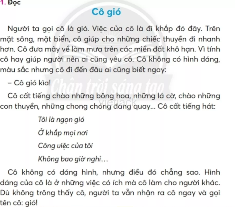 Tiếng Việt lớp 2 Bài 4: Cô Gió trang 37, 38, 39, 40, 41 - Chân trời Bai 4 Co Gio 2