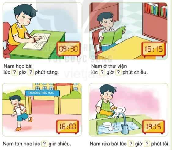 Toán lớp 2 - tập 1 - Bài 29 Bai 29 Ngay Gio Gio Phut 31493