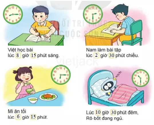 Toán lớp 2 - tập 1 - Bài 29 Bai 29 Ngay Gio Gio Phut 31494