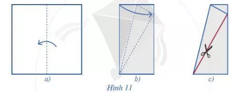 Hướng dẫn cách gấp và cắt giấy hình tam giác đều, hình lục giác đều từ một hình vuông Bai 3 Trang 97 Toan Lop 6 Tap 1 Canh Dieu 1