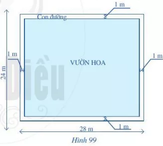 Trên mảnh đất có dạng hình chữ nhật với chiều dài là 28 m và chiều rộng là 24 m, người ta định xây Bai 8 Trang 118 Toan Lop 6 Tap 1 Canh Dieu 1