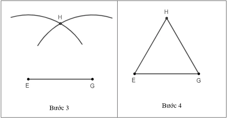 Hãy dùng thước và compa vẽ tam giác đều EGH có độ dài cạnh bằng 4 cm Luyen Tap 1 Trang 94 Toan Lop 6 Tap 1 Canh Dieu 2