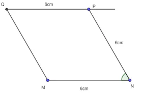 Vẽ hình thoi MNPQ biết góc MNP bằng 60° và MN = 6 cm Bai 7 Trang 86 Toan Lop 6 Tap 1 Chan Troi 5