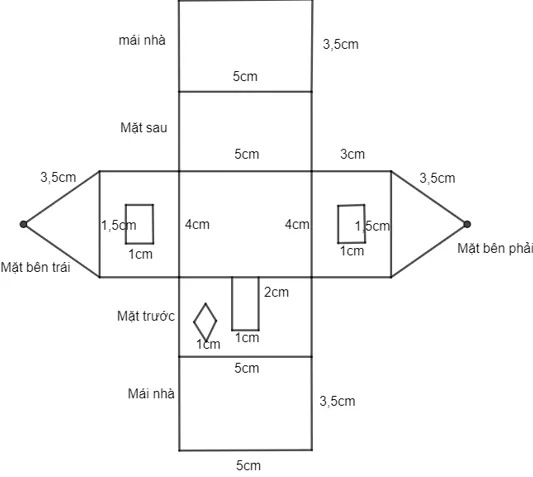 Vẽ sơ đồ ngôi nhà theo kích thước các cạnh nêu ra trong hình vẽ Bai 9 Trang 86 Toan Lop 6 Tap 1 Chan Troi 2