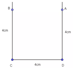 Vẽ hình vuông cạnh 4 cm bằng thước và eke theo hướng dẫn sau Thuc Hanh 2 Trang 76 Toan Lop 6 Tap 1 Chan Troi 3