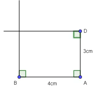 Vẽ hình chữ nhật ABCD có AB = 4 cm, AD = 3 cm theo hướng dẫn sau Thuc Hanh 2 Trang 81 Toan Lop 6 Tap 1 Chan Troi 3