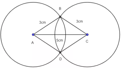 Vẽ hình thoi ABCD khi biết AB = 3 cm và đường chéo AC = 5 cm Thuc Hanh 4 Trang 82 Toan Lop 6 Tap 1 Chan Troi 3