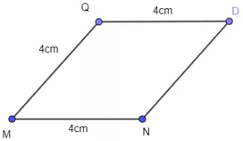 Vẽ hình thoi MNPQ biết cạnh MN = 4 cm. Em hãy thảo luận với các bạn Van Dung 3 Trang 82 Toan Lop 6 Tap 1 Chan Troi 5