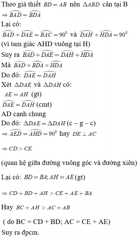 Toán lớp 7 | Lý thuyết - Bài tập Toán 7 có đáp án Bai 2 Quan He Giua Duong Vuong Goc Va Duong Xien Duong Xien Va Hinh Chieu 6