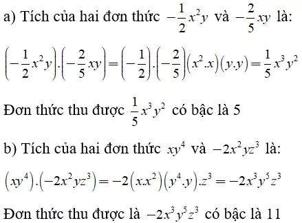 Toán lớp 7 | Lý thuyết - Bài tập Toán 7 có đáp án Bai 3 Don Thuc 4