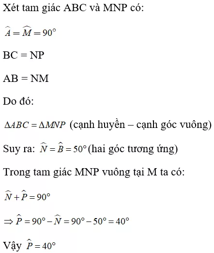 Toán lớp 7 | Lý thuyết - Bài tập Toán 7 có đáp án Bai Tap Cac Truong Hop Bang Nhau Cua Tam Giac Vuong 9