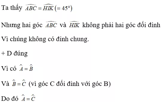 Toán lớp 7 | Lý thuyết - Bài tập Toán 7 có đáp án Bai Tap Hai Goc Doi Dinh 8